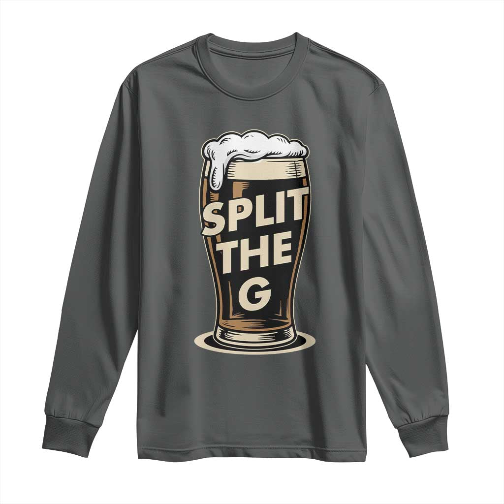Funny Irish Beer Slit The G Long Sleeve Shirt Stout Beer Drinking Lover TS11 Dark Heather Print Your Wear