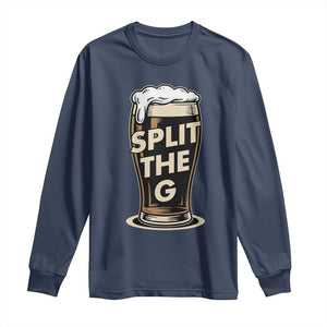 Funny Irish Beer Slit The G Long Sleeve Shirt Stout Beer Drinking Lover TS11 Navy Print Your Wear