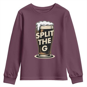 Funny Irish Beer Slit The G Youth Sweatshirt Stout Beer Drinking Lover TS11 Maroon Print Your Wear