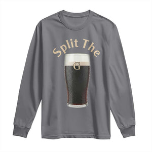 Funny Irish Beer Split The G Long Sleeve Shirt St Patricks Day Stout Beer Drinking Day TS11 Charcoal Print Your Wear