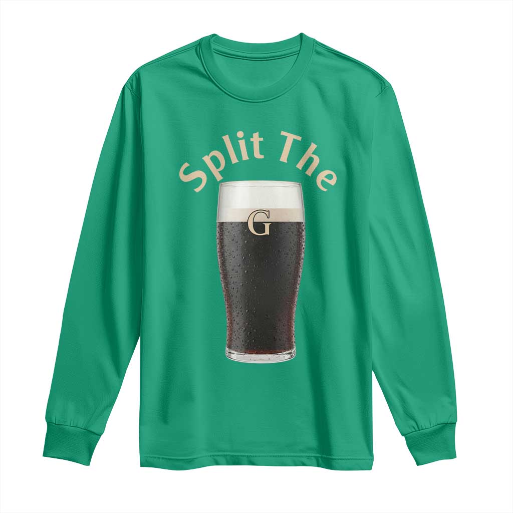 Funny Irish Beer Split The G Long Sleeve Shirt St Patricks Day Stout Beer Drinking Day TS11 Irish Green Print Your Wear