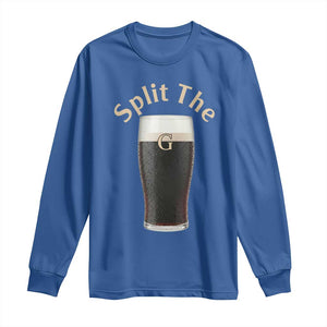 Funny Irish Beer Split The G Long Sleeve Shirt St Patricks Day Stout Beer Drinking Day TS11 Royal Blue Print Your Wear