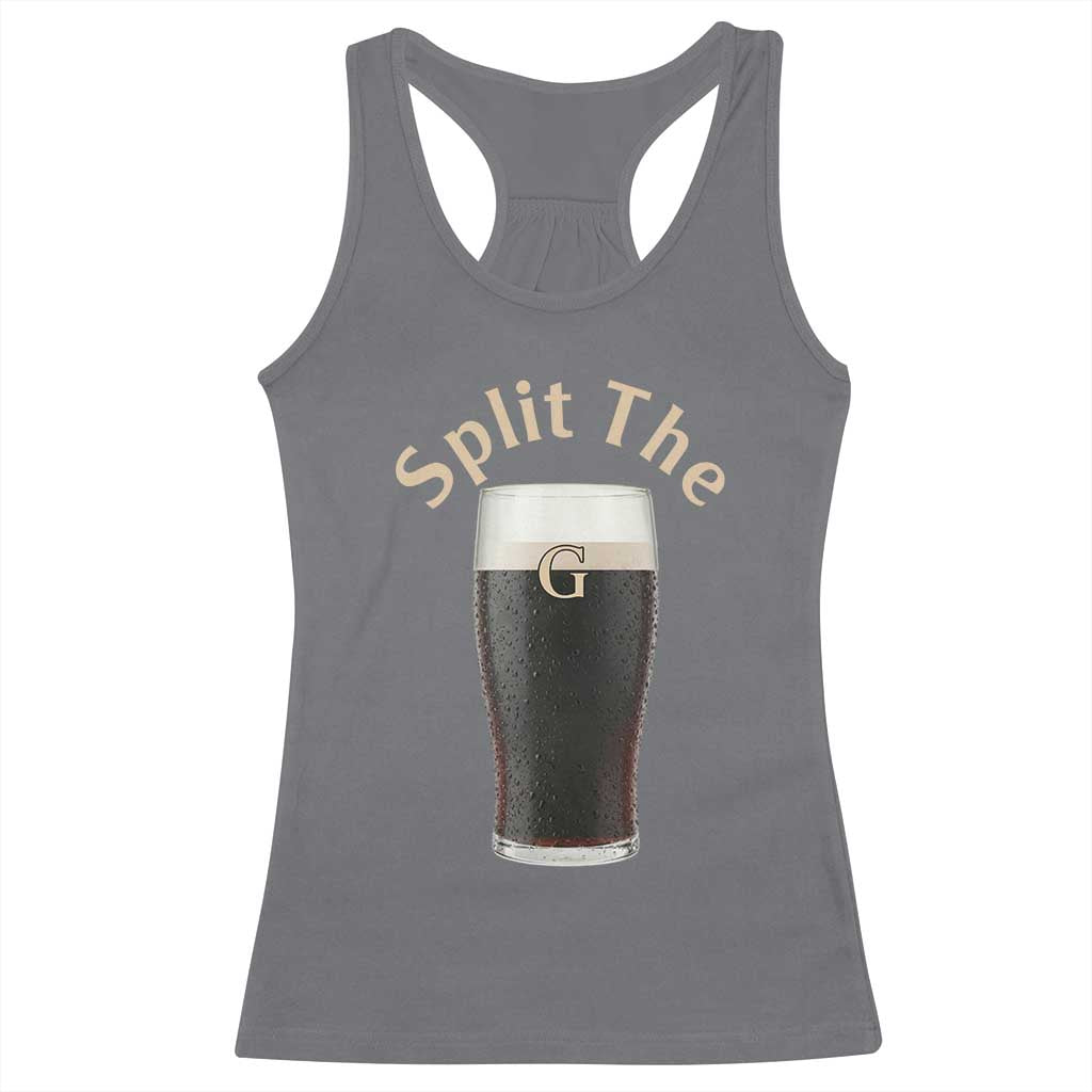 Funny Irish Beer Split The G Racerback Tank Top St Patricks Day Stout Beer Drinking Day TS11 Charcoal Print Your Wear