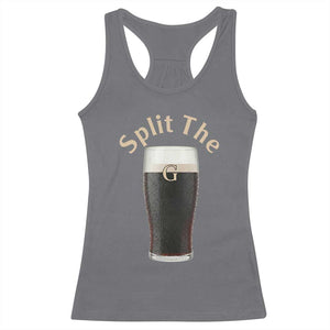 Funny Irish Beer Split The G Racerback Tank Top St Patricks Day Stout Beer Drinking Day TS11 Charcoal Print Your Wear