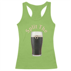 Funny Irish Beer Split The G Racerback Tank Top St Patricks Day Stout Beer Drinking Day TS11 Lime Print Your Wear