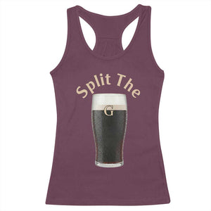 Funny Irish Beer Split The G Racerback Tank Top St Patricks Day Stout Beer Drinking Day TS11 Maroon Print Your Wear