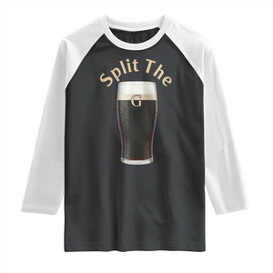 Funny Irish Beer Split The G Raglan Shirt St Patricks Day Stout Beer Drinking Day TS11 Black White Print Your Wear