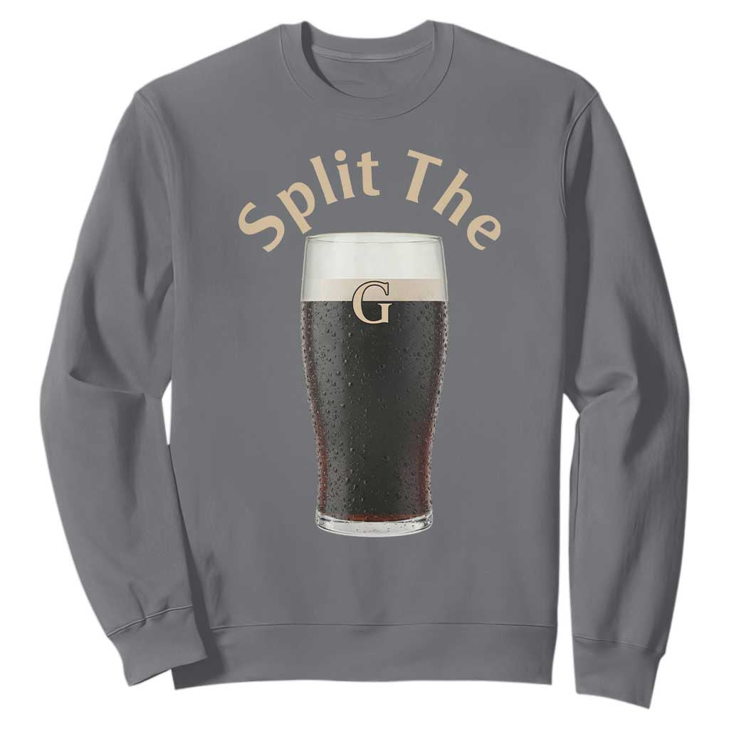 Funny Irish Beer Split The G Sweatshirt St Patricks Day Stout Beer Drinking Day TS11 Charcoal Print Your Wear