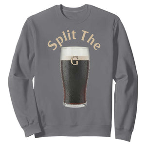 Funny Irish Beer Split The G Sweatshirt St Patricks Day Stout Beer Drinking Day TS11 Charcoal Print Your Wear