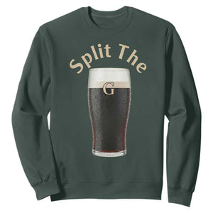 Funny Irish Beer Split The G Sweatshirt St Patricks Day Stout Beer Drinking Day TS11 Dark Forest Green Print Your Wear