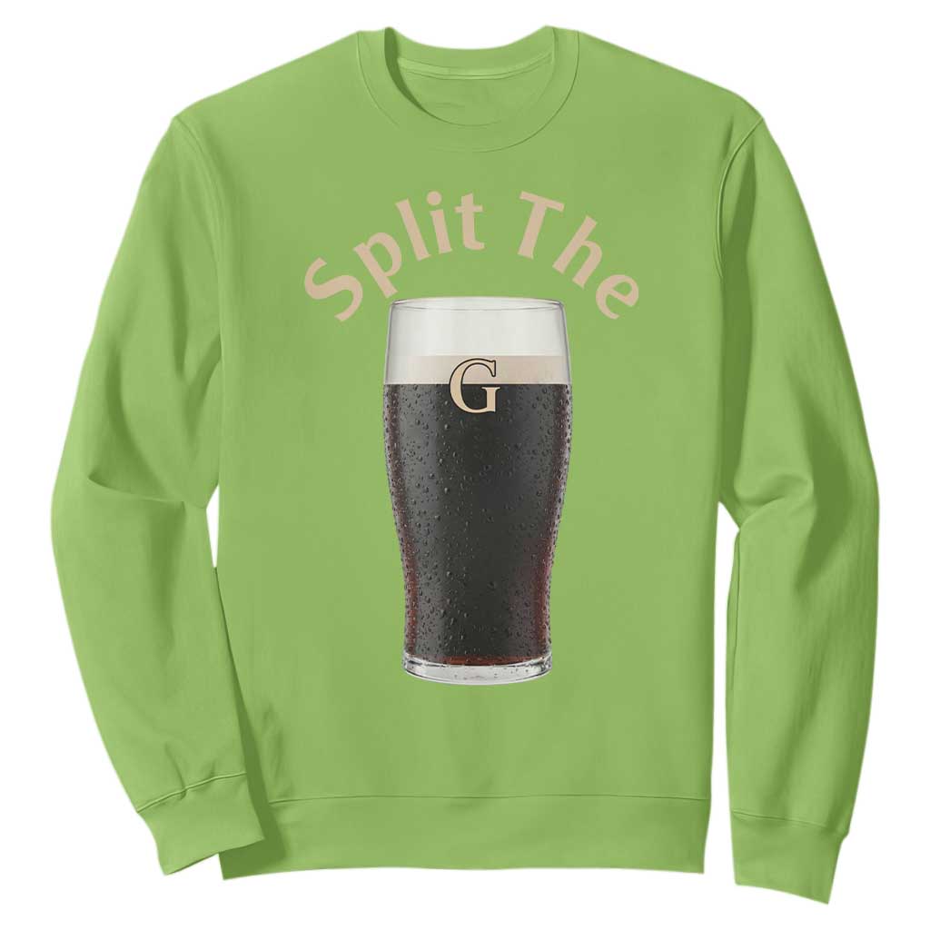 Funny Irish Beer Split The G Sweatshirt St Patricks Day Stout Beer Drinking Day TS11 Lime Print Your Wear