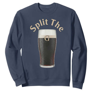 Funny Irish Beer Split The G Sweatshirt St Patricks Day Stout Beer Drinking Day TS11 Navy Print Your Wear