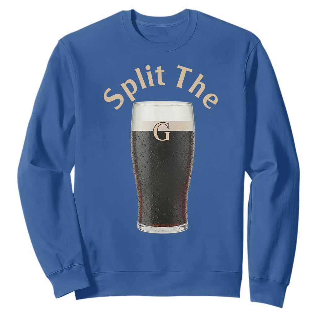 Funny Irish Beer Split The G Sweatshirt St Patricks Day Stout Beer Drinking Day TS11 Royal Blue Print Your Wear