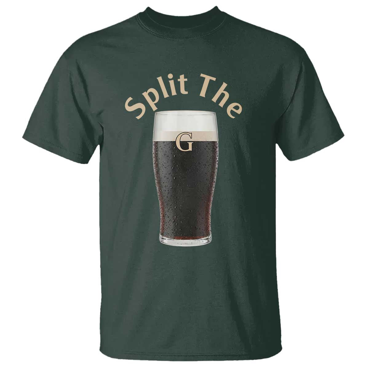 Funny Irish Beer Split The G T Shirt St Patricks Day Stout Beer Drinking Day TS11 Dark Forest Green Print Your Wear