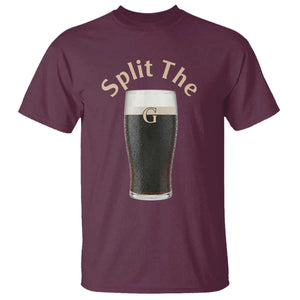 Funny Irish Beer Split The G T Shirt St Patricks Day Stout Beer Drinking Day TS11 Maroon Print Your Wear