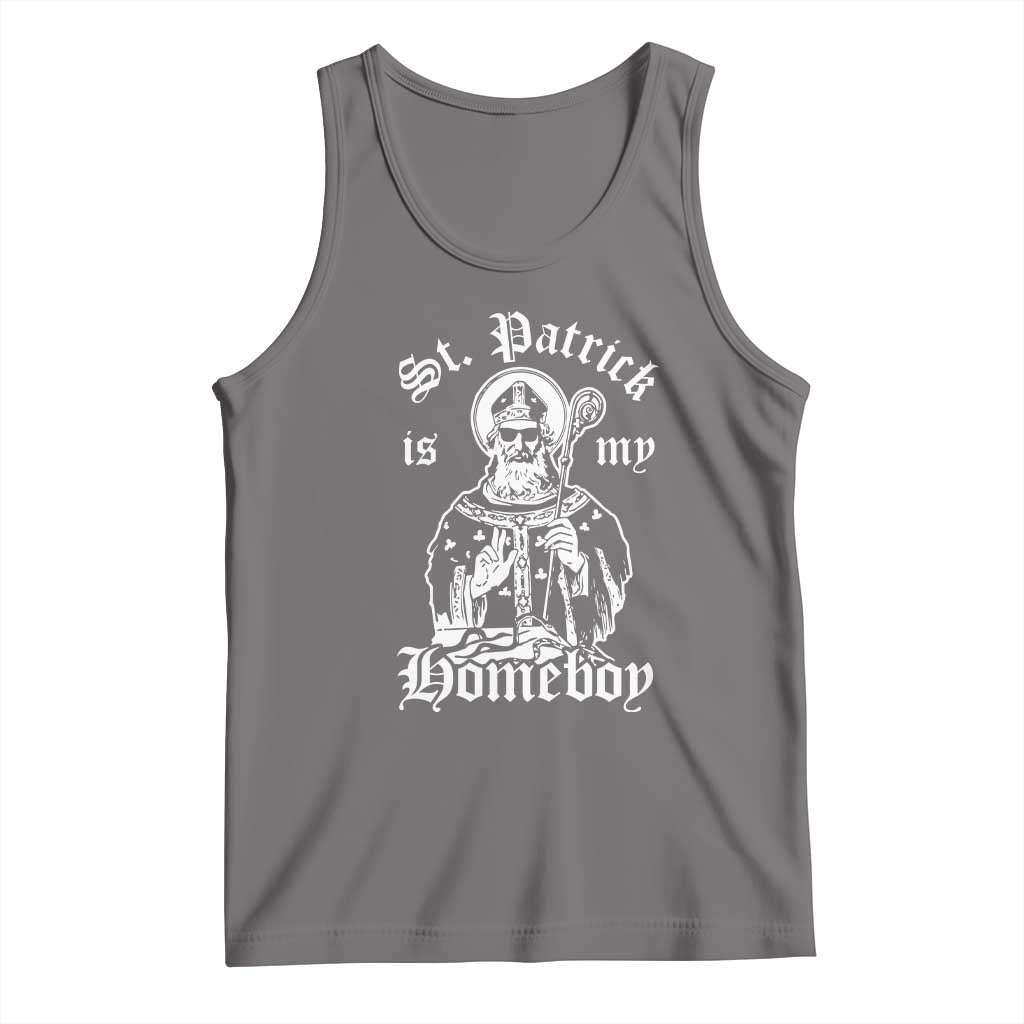 Saint Patrick Is My Homeboy Tank Top Funny St Patricks Day TS11 Deep Heather Print Your Wear