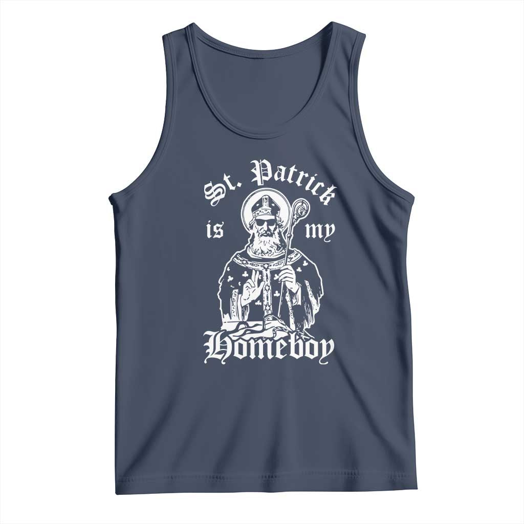 Saint Patrick Is My Homeboy Tank Top Funny St Patricks Day TS11 Navy Print Your Wear