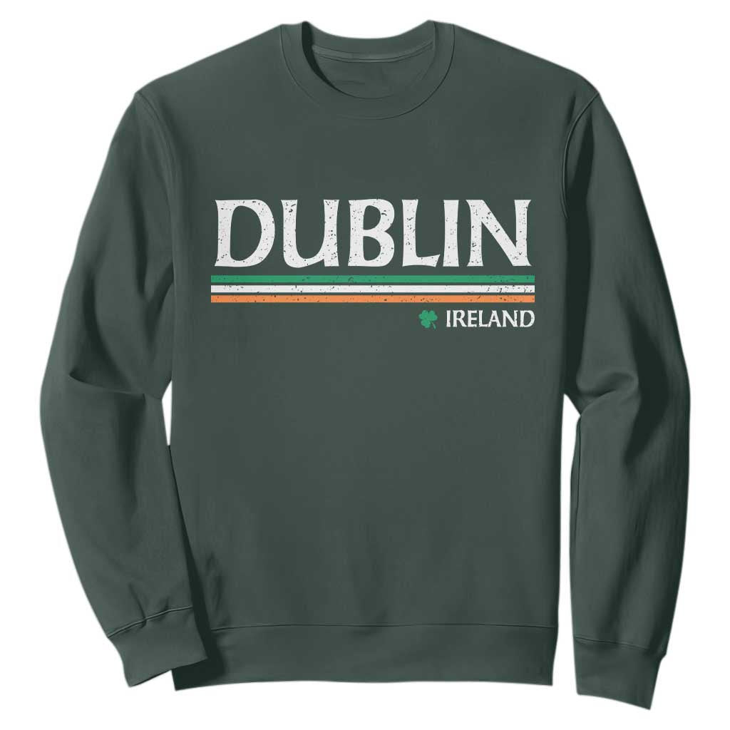 Dublin Ireland Sweatshirt Ireland Flag Souvenirs St Patricks Day Shamrock TS11 Dark Forest Green Print Your Wear