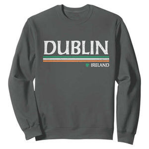 Dublin Ireland Sweatshirt Ireland Flag Souvenirs St Patricks Day Shamrock TS11 Dark Heather Print Your Wear