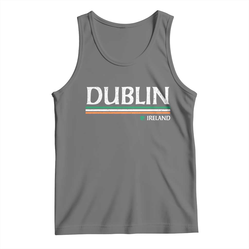 Dublin Ireland Tank Top Ireland Flag Souvenirs St Patricks Day Shamrock TS11 Black Heather Print Your Wear