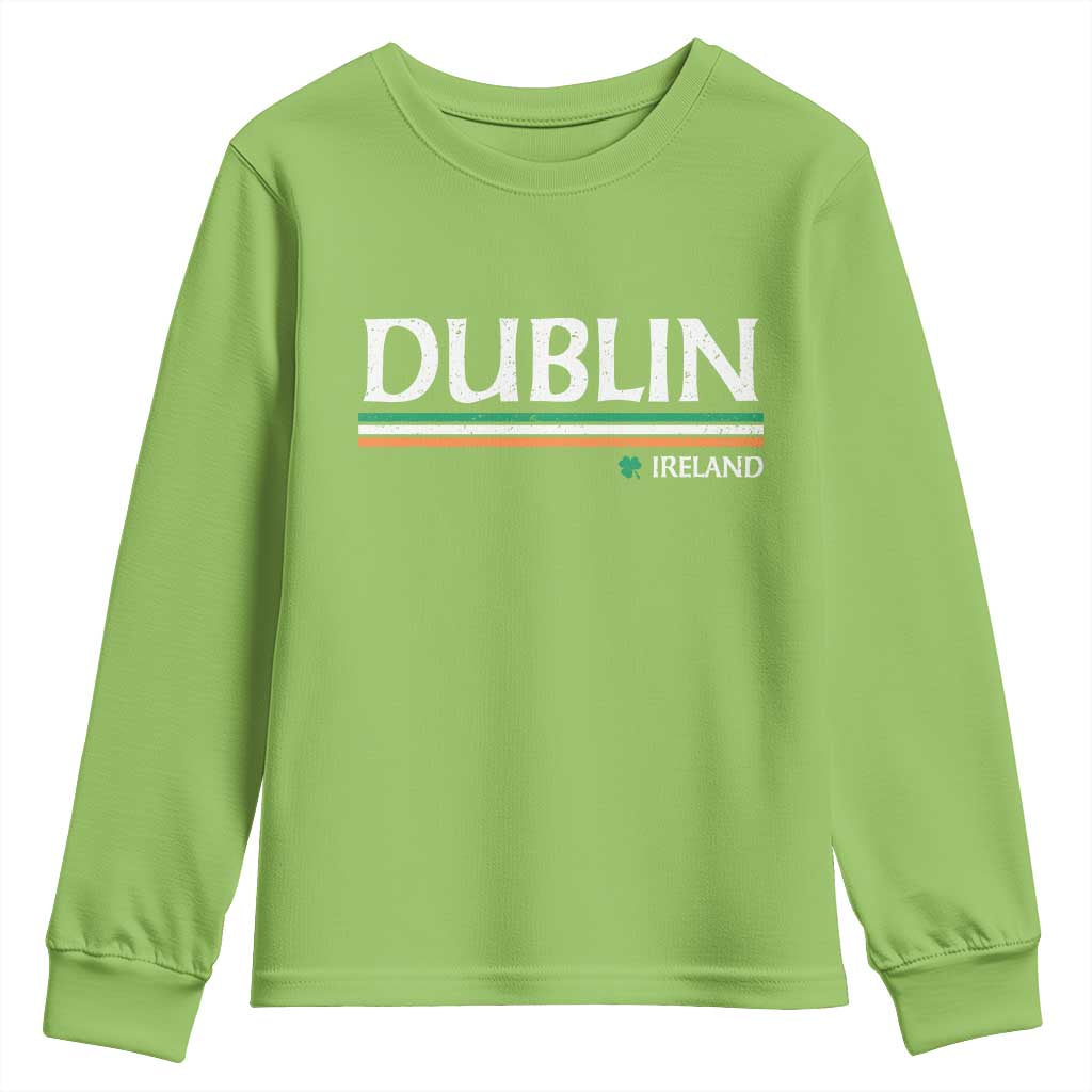 Dublin Ireland Youth Sweatshirt Ireland Flag Souvenirs St Patricks Day Shamrock TS11 Lime Print Your Wear