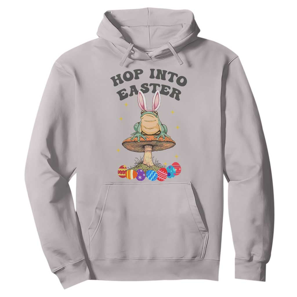 Funny Hop Into Easter Hoodie Easter Day Frog Bunny Egg TS11 Ice Gray Print Your Wear
