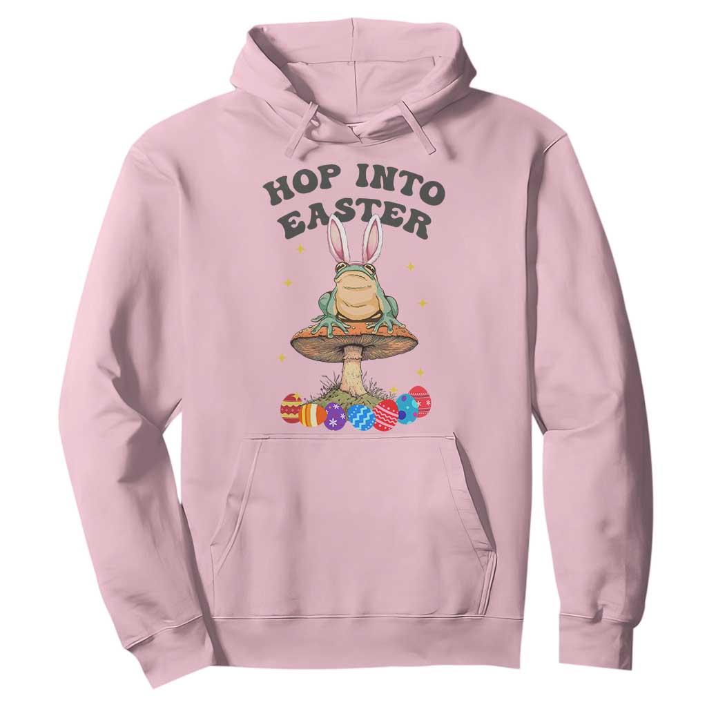Funny Hop Into Easter Hoodie Easter Day Frog Bunny Egg TS11 Light Pink Print Your Wear