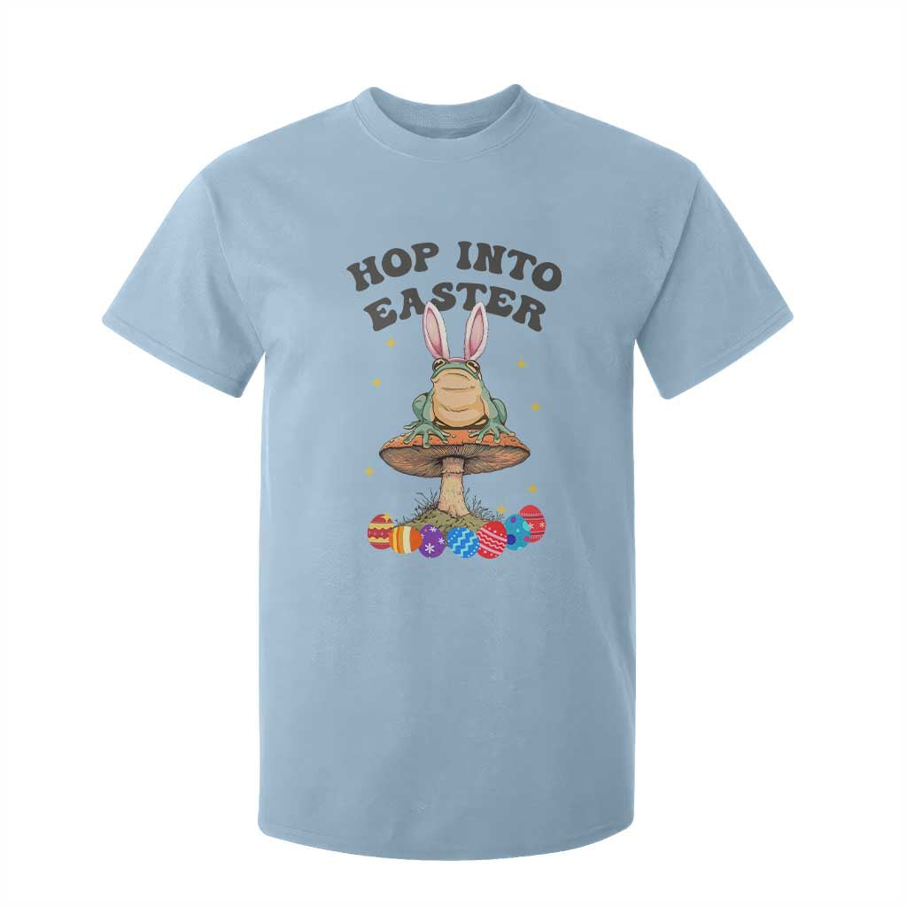 Funny Hop Into Easter T Shirt For Kid Easter Day Frog Bunny Egg TS11 Light Blue Print Your Wear