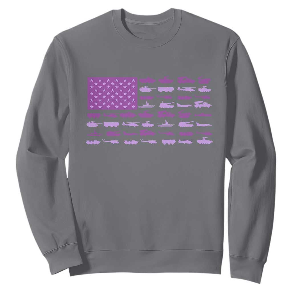 Military Child Month Military Transport American Flag Sweatshirt TS11 Charcoal Print Your Wear