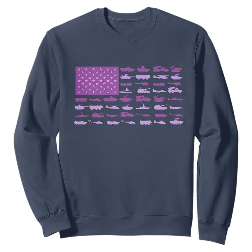 Military Child Month Military Transport American Flag Sweatshirt TS11 Navy Print Your Wear