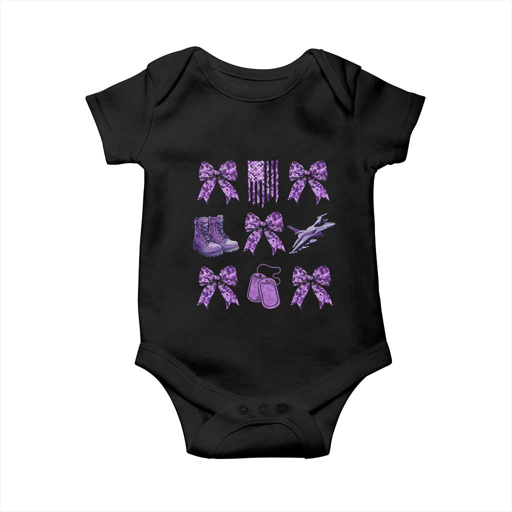 Military Kid Month Camo Coquette Bow Baby Onesie TS11 Black Print Your Wear