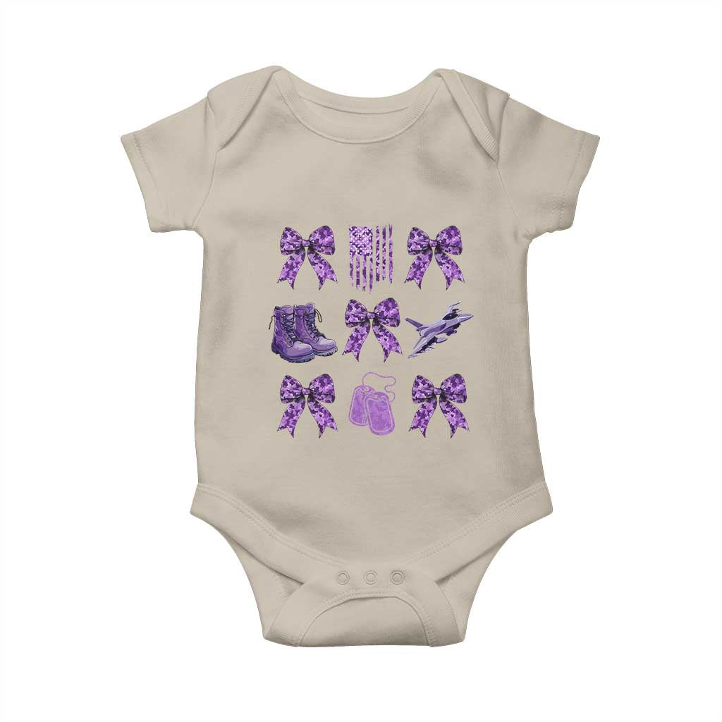 Military Kid Month Camo Coquette Bow Baby Onesie TS11 Sand Print Your Wear