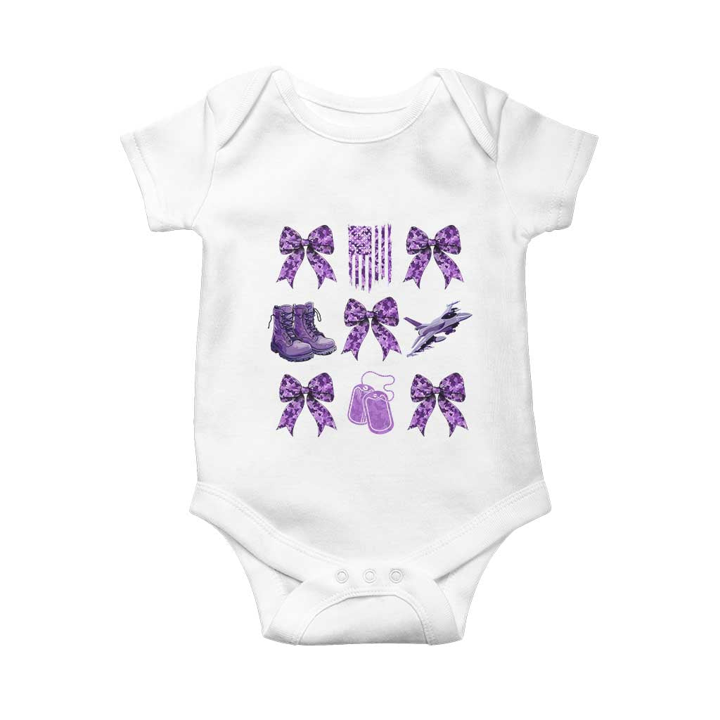 Military Kid Month Camo Coquette Bow Baby Onesie TS11 White Print Your Wear