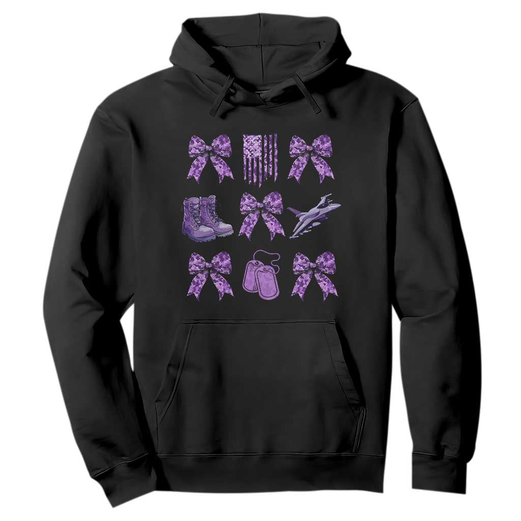 Military Kid Month Camo Coquette Bow Hoodie TS11 Black Print Your Wear