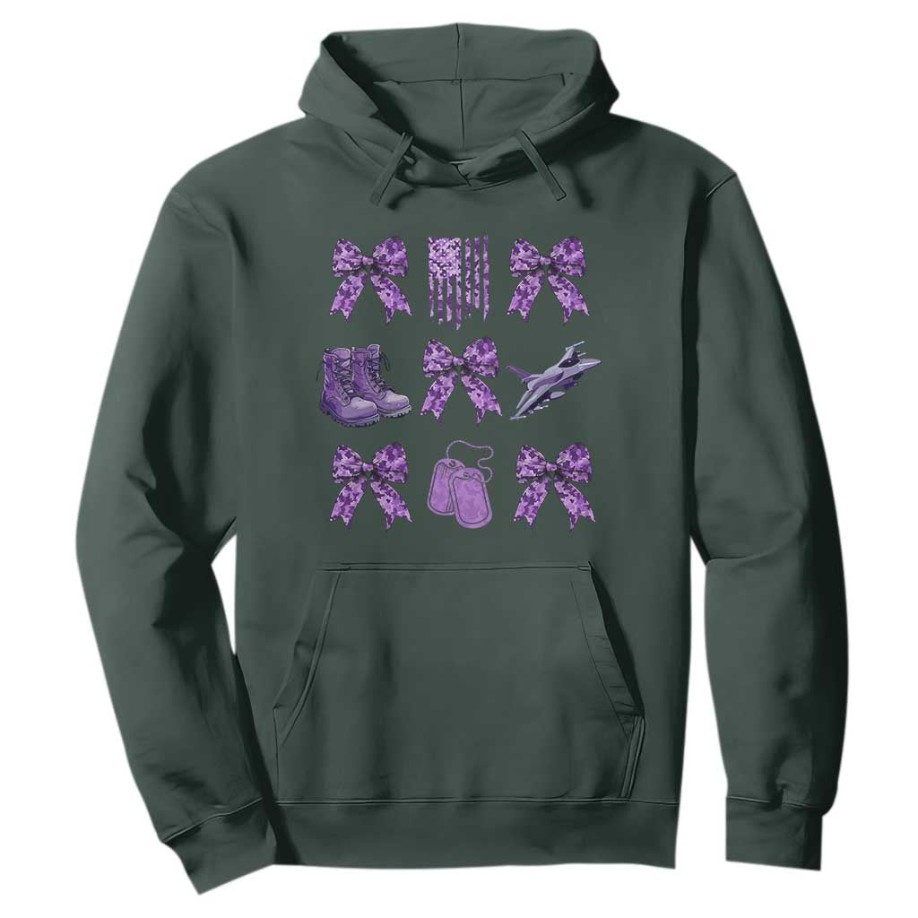 Military Kid Month Camo Coquette Bow Hoodie TS11 Dark Forest Green Print Your Wear