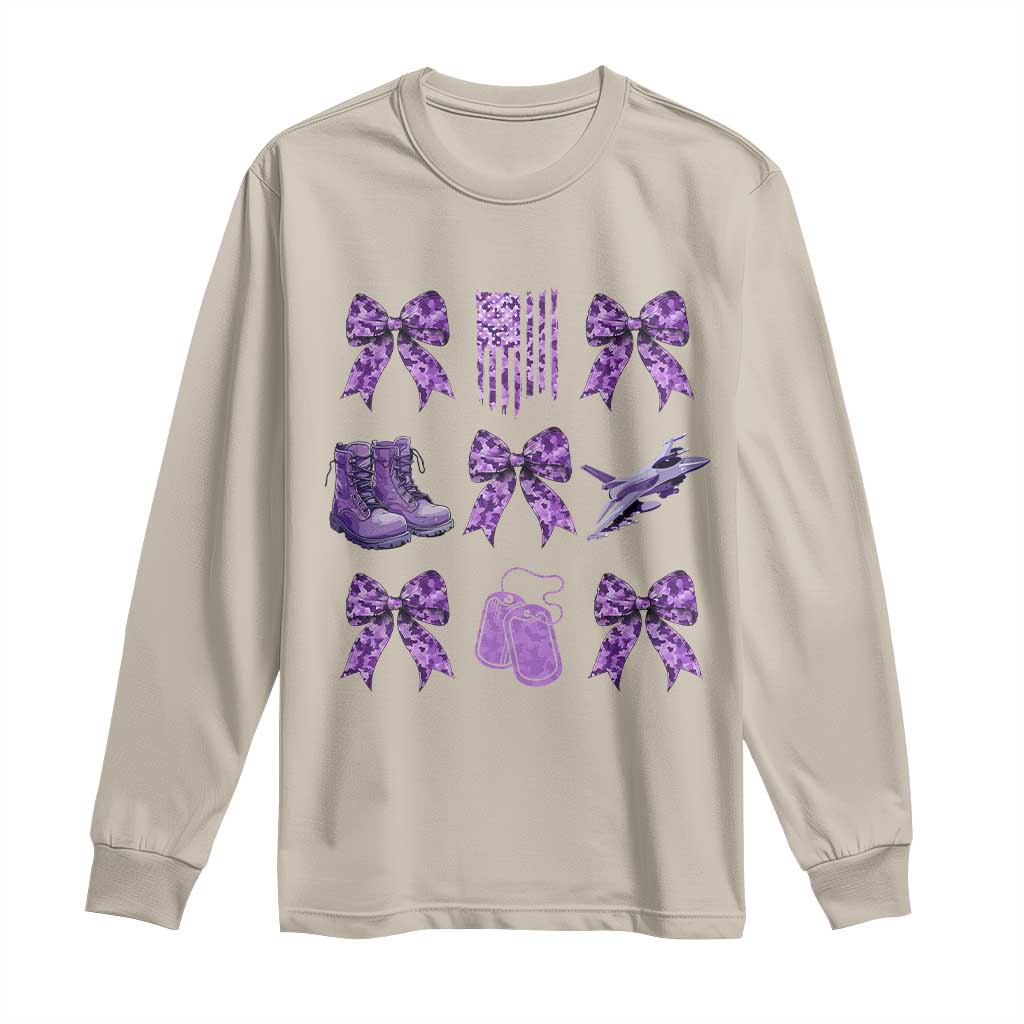 Military Kid Month Camo Coquette Bow Long Sleeve Shirt TS11 Sand Print Your Wear