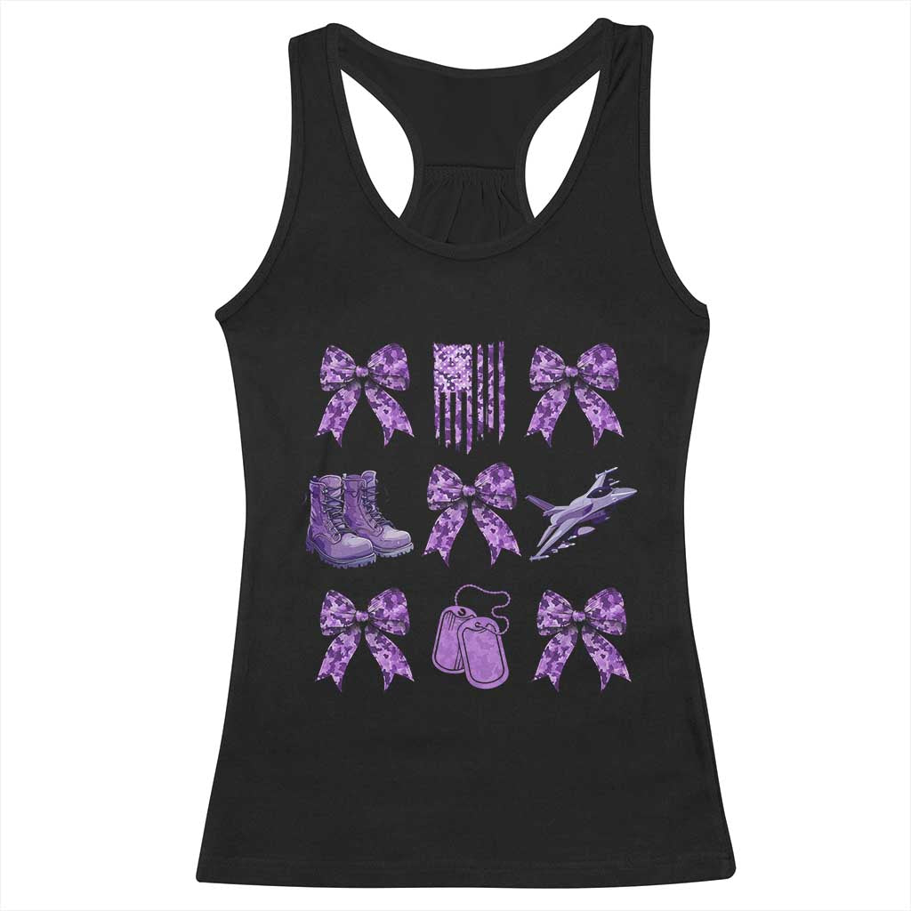 Military Kid Month Camo Coquette Bow Racerback Tank Top TS11 Black Print Your Wear