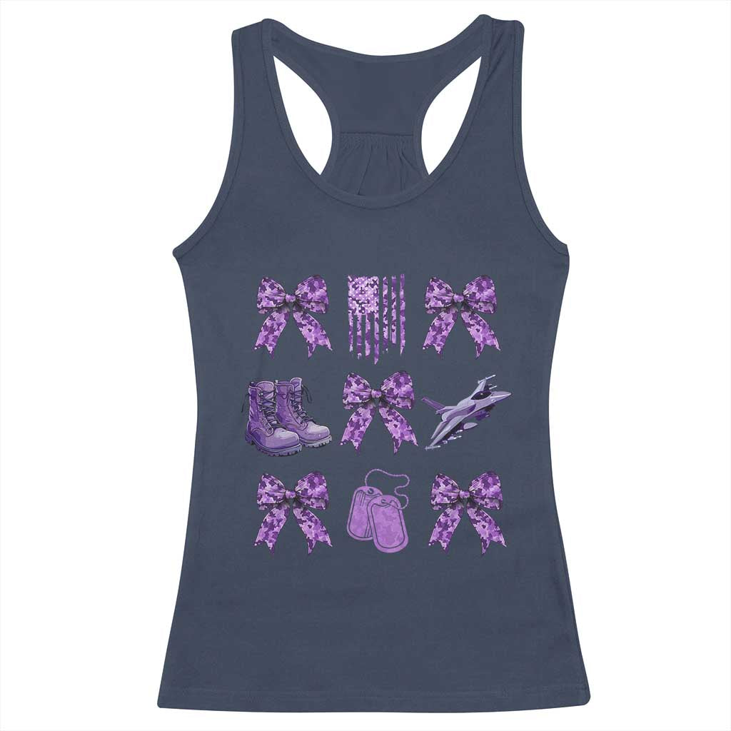 Military Kid Month Camo Coquette Bow Racerback Tank Top TS11 Navy Print Your Wear