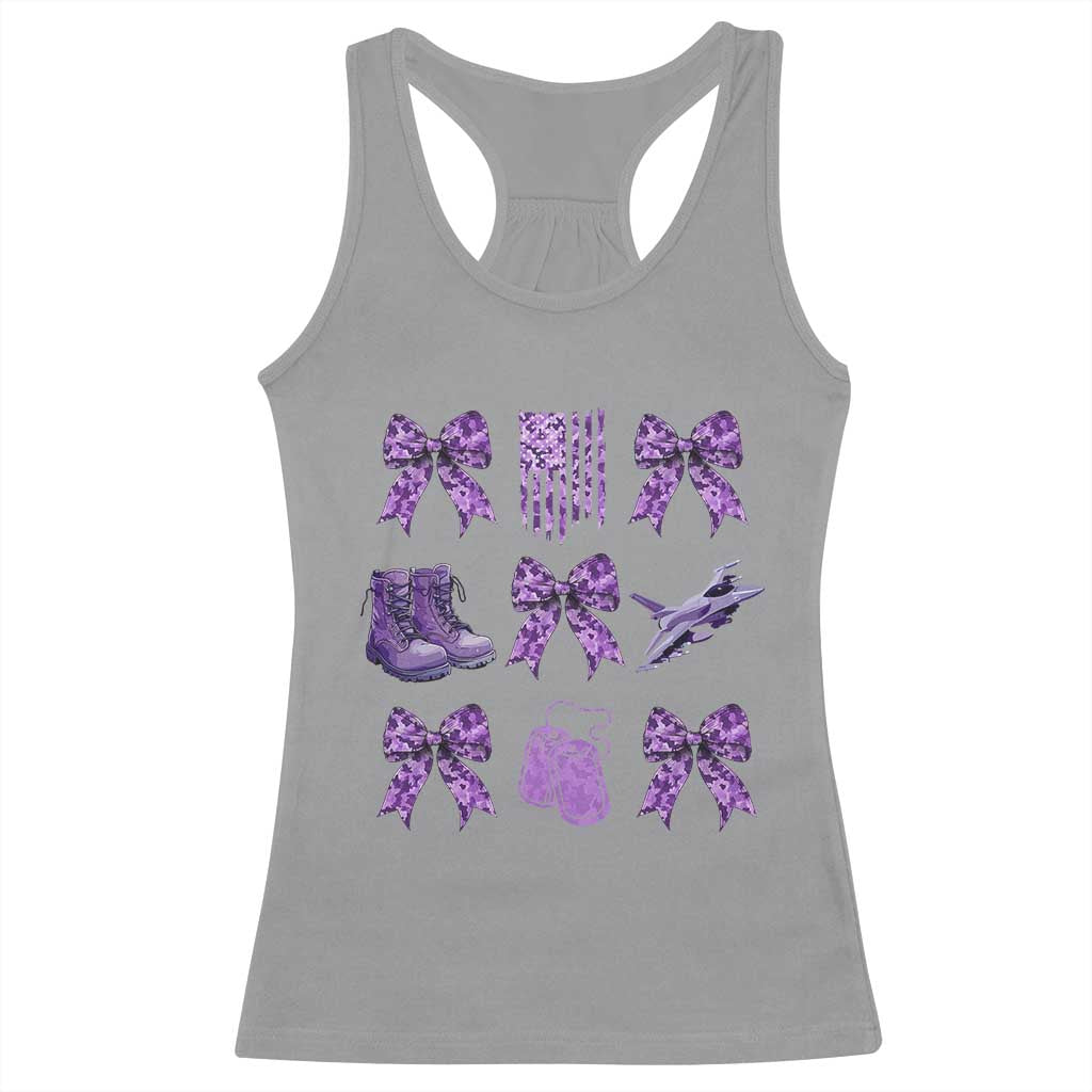 Military Kid Month Camo Coquette Bow Racerback Tank Top TS11 Sport Gray Print Your Wear