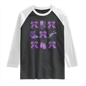 Military Kid Month Camo Coquette Bow Raglan Shirt TS11 Black White Print Your Wear