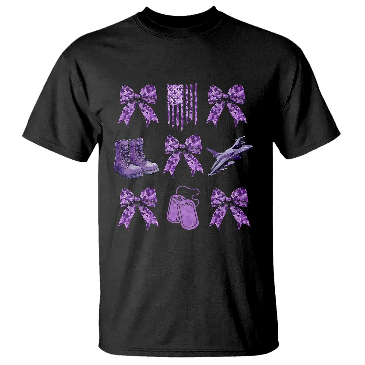 Military Kid Month Camo Coquette Bow T Shirt TS11 Black Print Your Wear