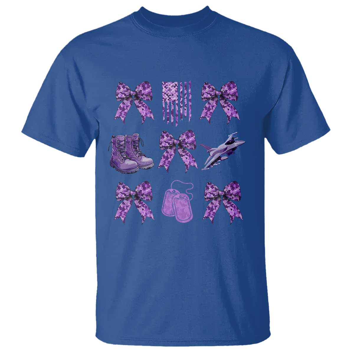 Military Kid Month Camo Coquette Bow T Shirt TS11 Royal Blue Print Your Wear