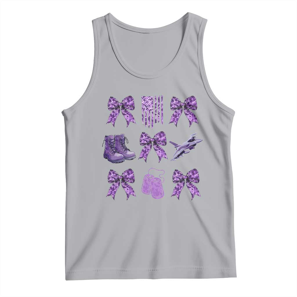 Military Kid Month Camo Coquette Bow Tank Top TS11 Athletic Heather Print Your Wear