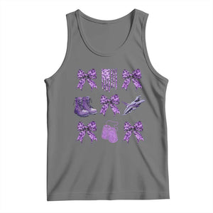Military Kid Month Camo Coquette Bow Tank Top TS11 Black Heather Print Your Wear