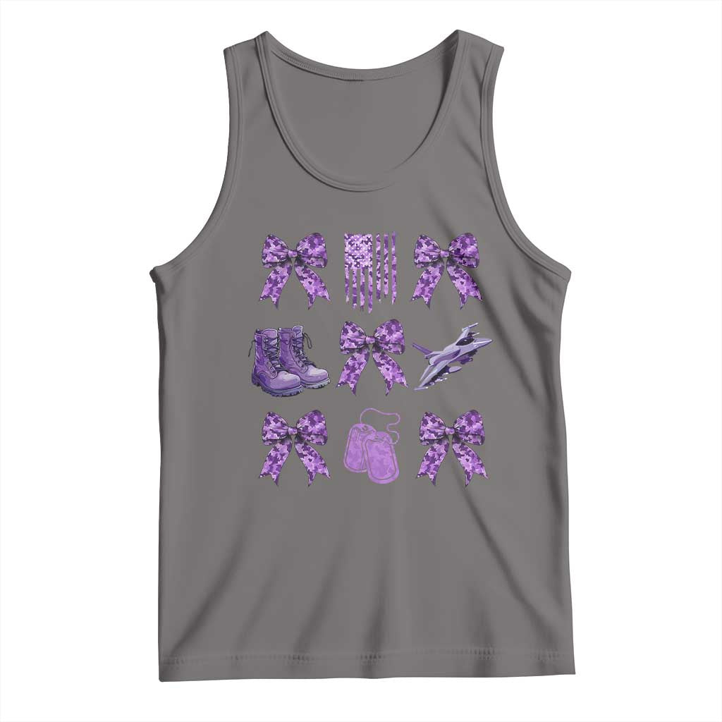 Military Kid Month Camo Coquette Bow Tank Top TS11 Deep Heather Print Your Wear