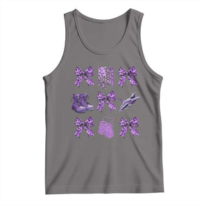 Military Kid Month Camo Coquette Bow Tank Top TS11 Deep Heather Print Your Wear