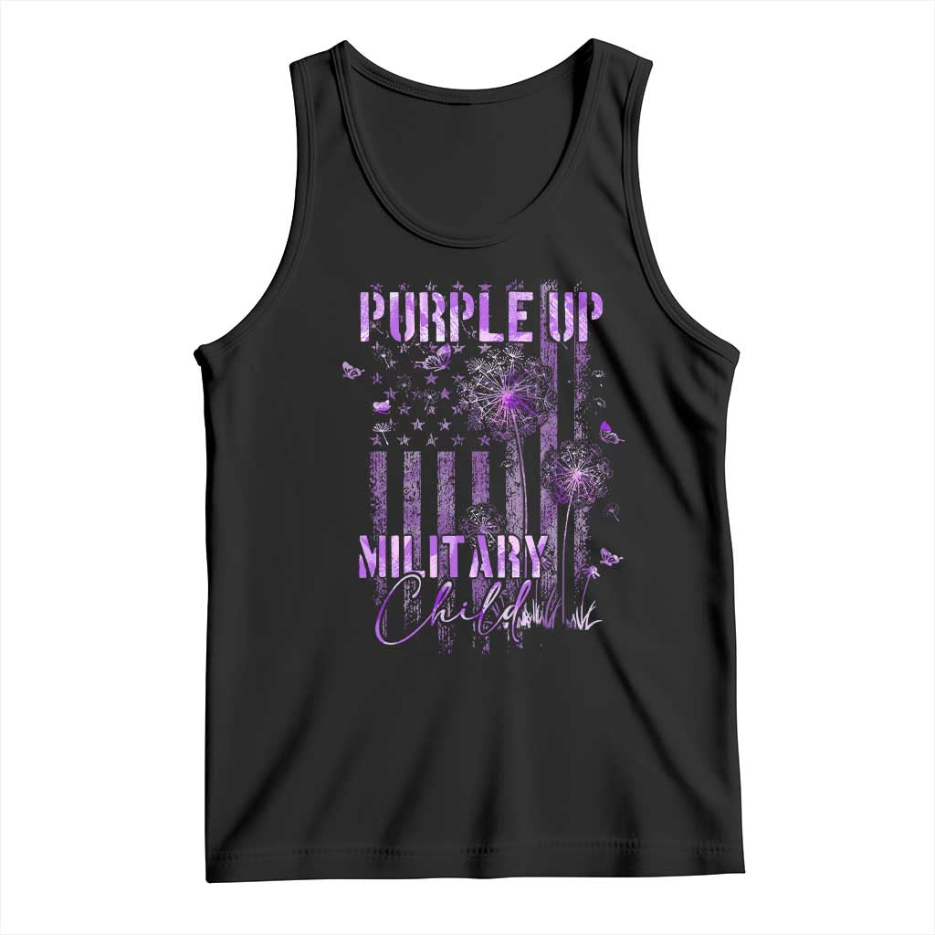 Purple Up Military Child Tank Top Dandelion Vintage American Flag Military Child Month TS11 Black Print Your Wear