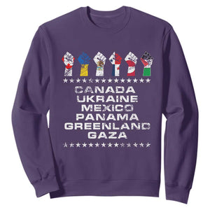 Canada Greenland Mexico Panama Gaza Ukraine Pride Sweatshirt Hand Fist TS11 Purple Print Your Wear