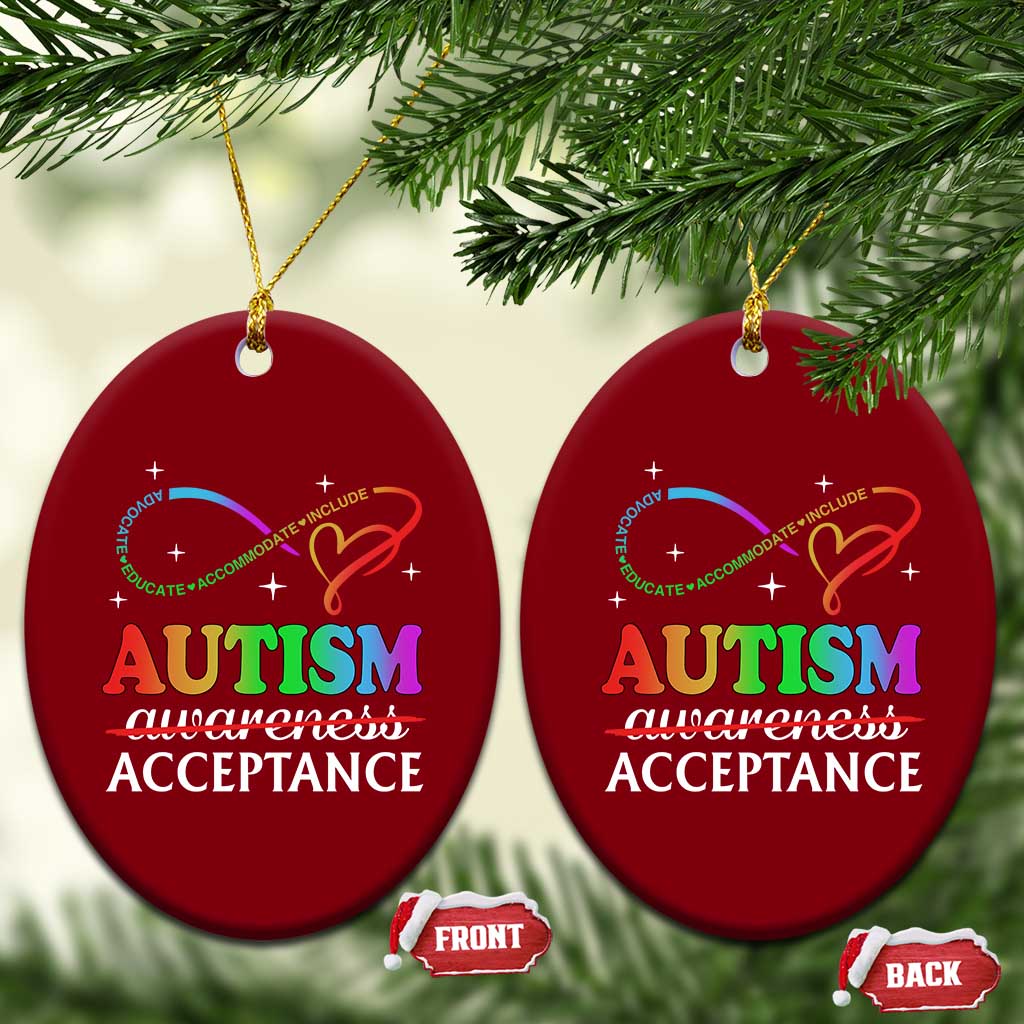 Autism Awareness Acceptance Ceramic Ornament Advocate Educate Accommodate Include Infinity Symbol TS11 Print Your Wear