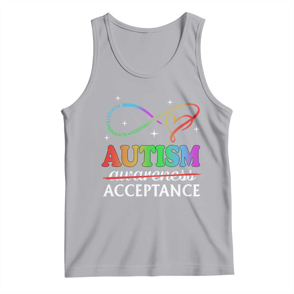 Autism Awareness Acceptance Tank Top Advocate Educate Accommodate Include Infinity Symbol TS11 Athletic Heather Print Your Wear